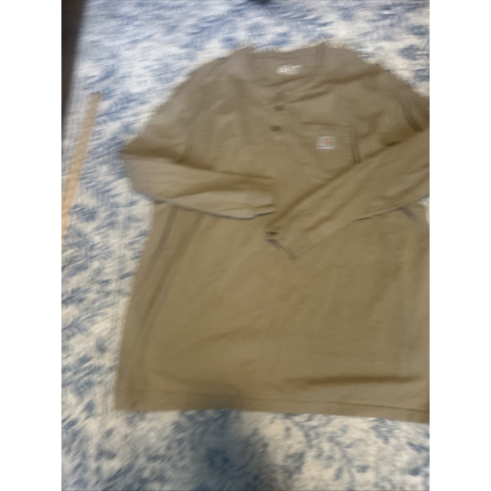 Carhartt Henley Shirt Mens 4XL Brown Original Fit Long Sleeve Pocket Workwear